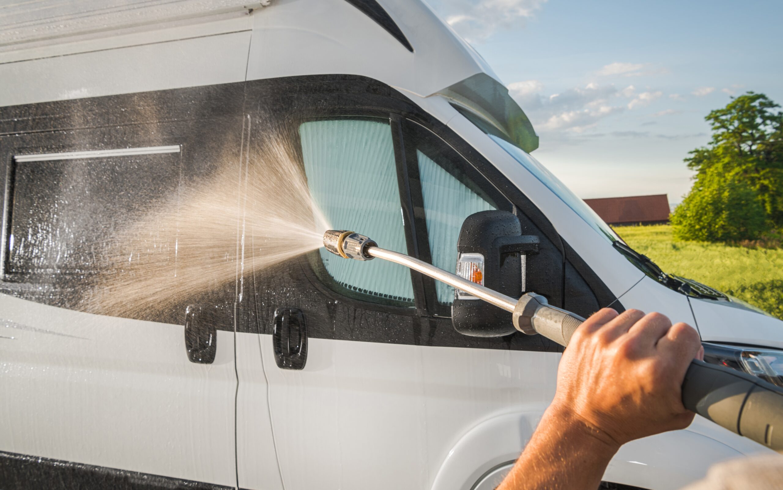 RV being washed and detailed on site in Las Vegas